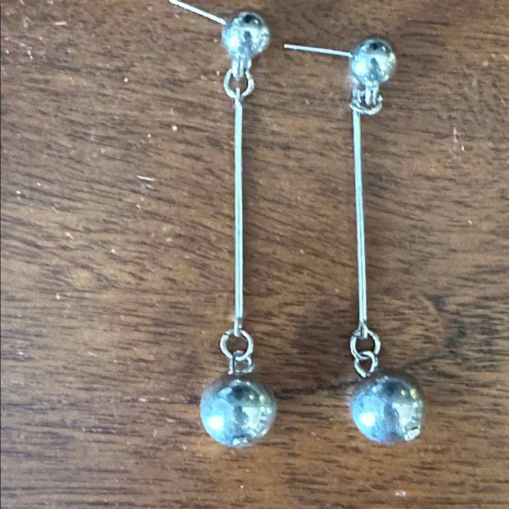 Chic Modern Silver Dangle Ball Earrings